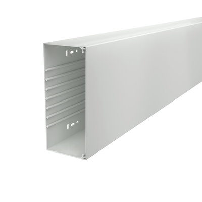 Calha com base perfurada 100x230x2000 Policloreto de vinilo cinzento claro RAL 7035