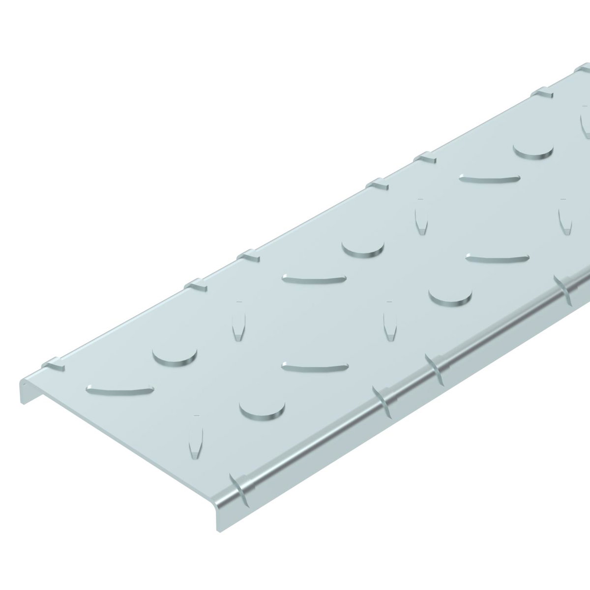 Tampa com chapa em xadrez para caminho cabos passagens 100x3000 Aço galvanizado pelo método Sendzimir zinco