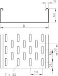 Cable tray EKS perforated 60x400x3000 Aço Galvanizado por imersão a quente após maquinação 85µm zinco