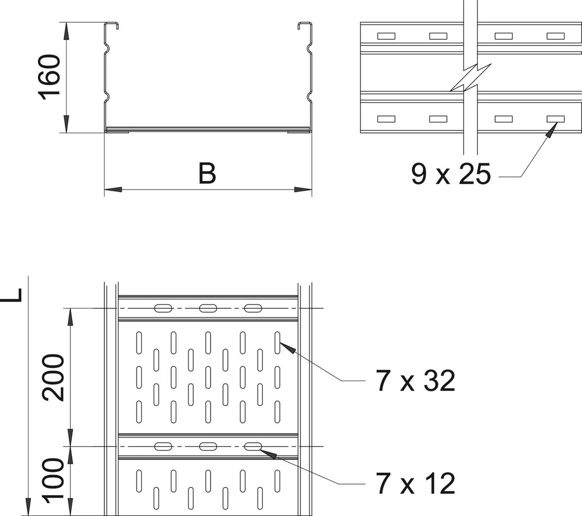 C. cabos em chapa grandes vãos perfurado, fundo acanalado 160x400x6000 Aço Galvanizado por imersão a quente após maquinação zinco – Imagem 2 de 2