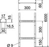 Caminho de cabos tipo escada perfurado, com degrau VS 60x300x6000 Aço inoxidável A4 1.4571 brilhante, pós-tratamento aço inoxidável
