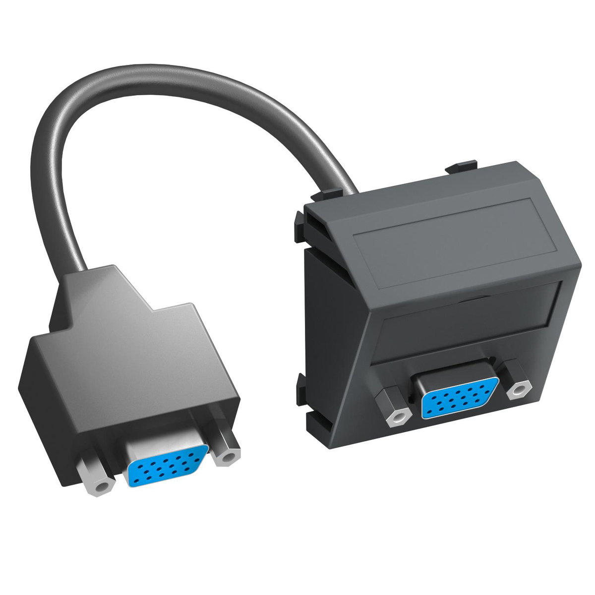 Suporte multimédia VGA com cabo, fêmea-fêmea 45x45mm Policarbonato cinzento antracite RAL 7021