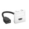 Suporte multimédia HDMI com cabo, fêmea-fêmea 45x45mm Policarbonato branco puro RAL 9010