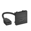 Suporte multimédia HDMI com cabo, fêmea-fêmea 45x45mm Policarbonato cinzento antracite RAL 7021
