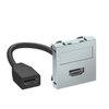 Suporte multimédia HDMI com cabo, fêmea-fêmea 45x45mm Policarbonato alumínio lacado