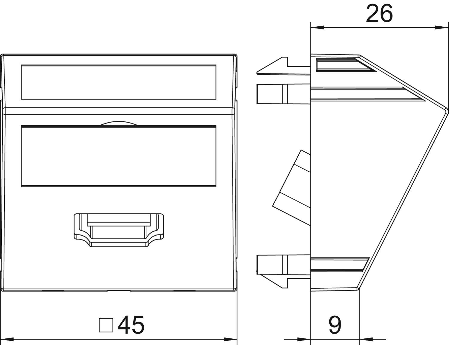 Suporte multimédia HDMI com cabo, fêmea-fêmea 45x45mm Policarbonato branco puro RAL 9010 – Imagem 2 de 3