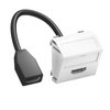 Suporte multimédia HDMI com cabo, fêmea-fêmea 45x45mm Policarbonato branco puro RAL 9010