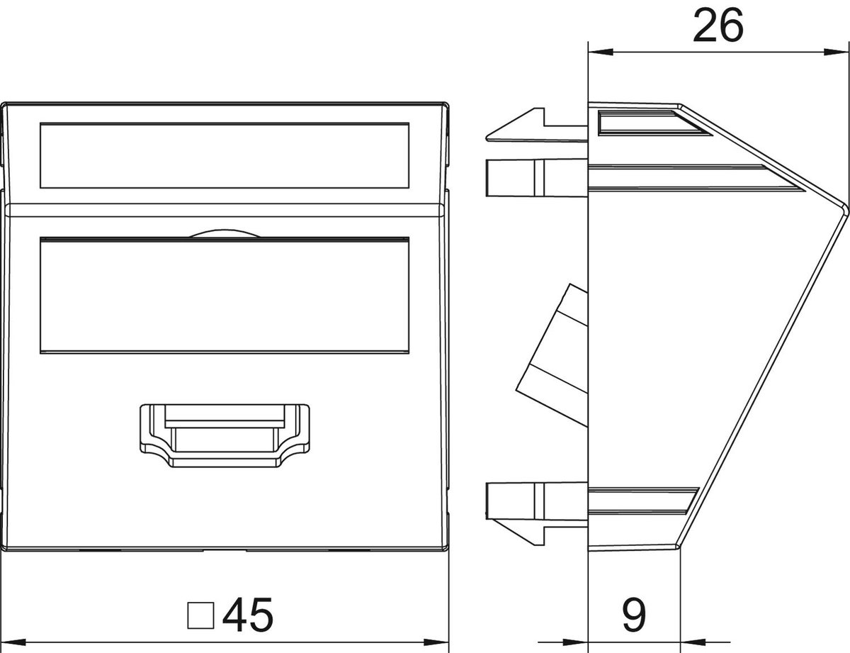 Suporte multimédia HDMI com cabo, fêmea-fêmea 45x45mm Policarbonato cinzento antracite RAL 7021 – Imagem 2 de 3