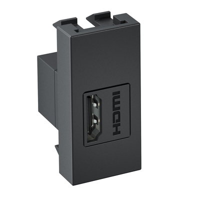 Suporte multimédia HDMI Fêmea-fêmea 1/2 módulo 22,5x45x30 Policarbonato cinzento antracite RAL 7021