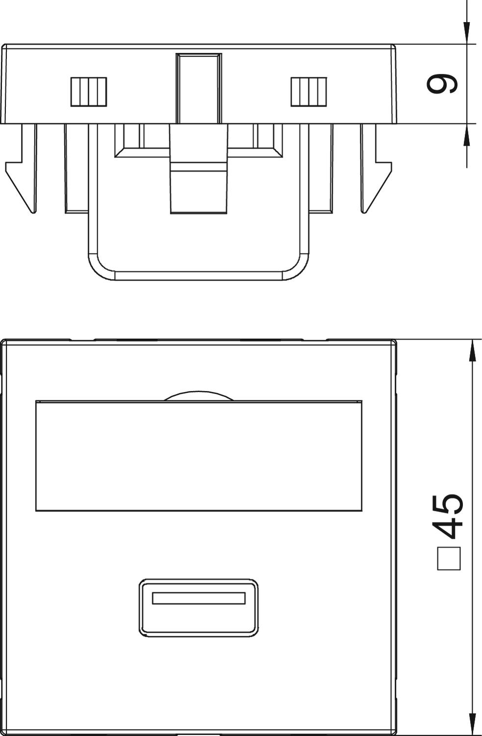 Suporte multimédia USB 3.0 A Tomada com ligação roscada 45x45mm Policarbonato branco puro RAL 9010 – Imagem 2 de 3