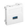 Suporte multimédia USB 3.0 A Tomada com ligação roscada 45x45mm Policarbonato branco puro RAL 9010