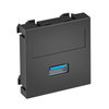 Suporte multimédia USB 3.0 A Tomada com ligação roscada 45x45mm Policarbonato cinzento antracite RAL 7021