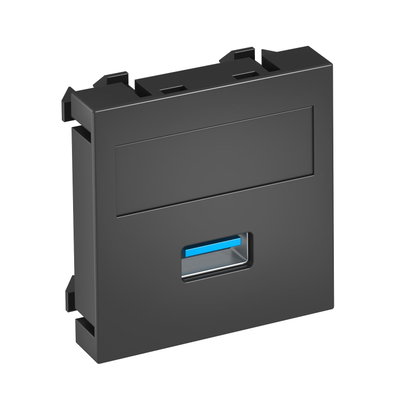 Suporte multimédia USB 3.0 A Tomada com ligação roscada 45x45mm Policarbonato cinzento antracite RAL 7021