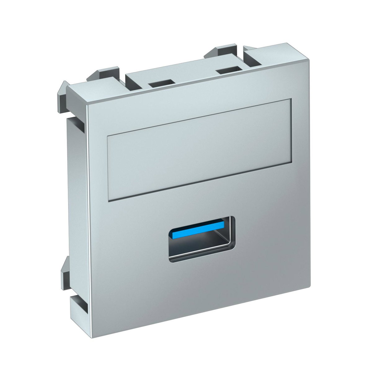 Suporte multimédia USB 3.0 A Tomada com ligação roscada 45x45mm Policarbonato alumínio lacado