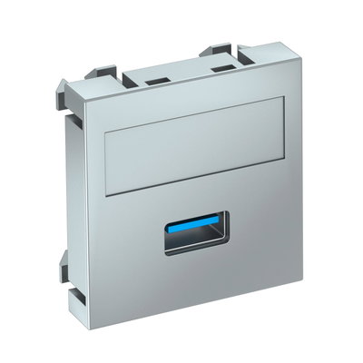 Suporte multimédia USB 3.0 A Tomada com ligação roscada 45x45mm Policarbonato alumínio lacado