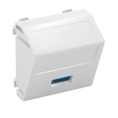 Suporte multimédia USB 3.0 A Tomada com ligação roscada 45x45mm Policarbonato branco puro RAL 9010