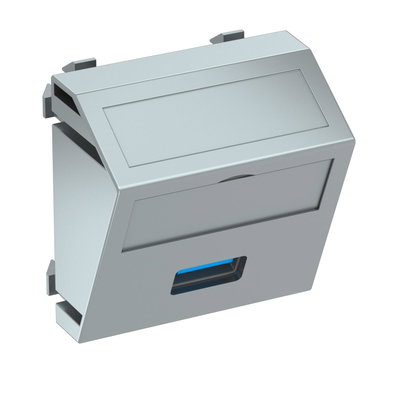 Suporte multimédia USB 3.0 A Tomada com ligação roscada 45x45mm Policarbonato alumínio lacado