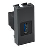 Suporte multimédia USB 3.0 A Fêmea-fêmea 1/2 módulo 22,5x45x35 Policarbonato cinzento antracite RAL 7021