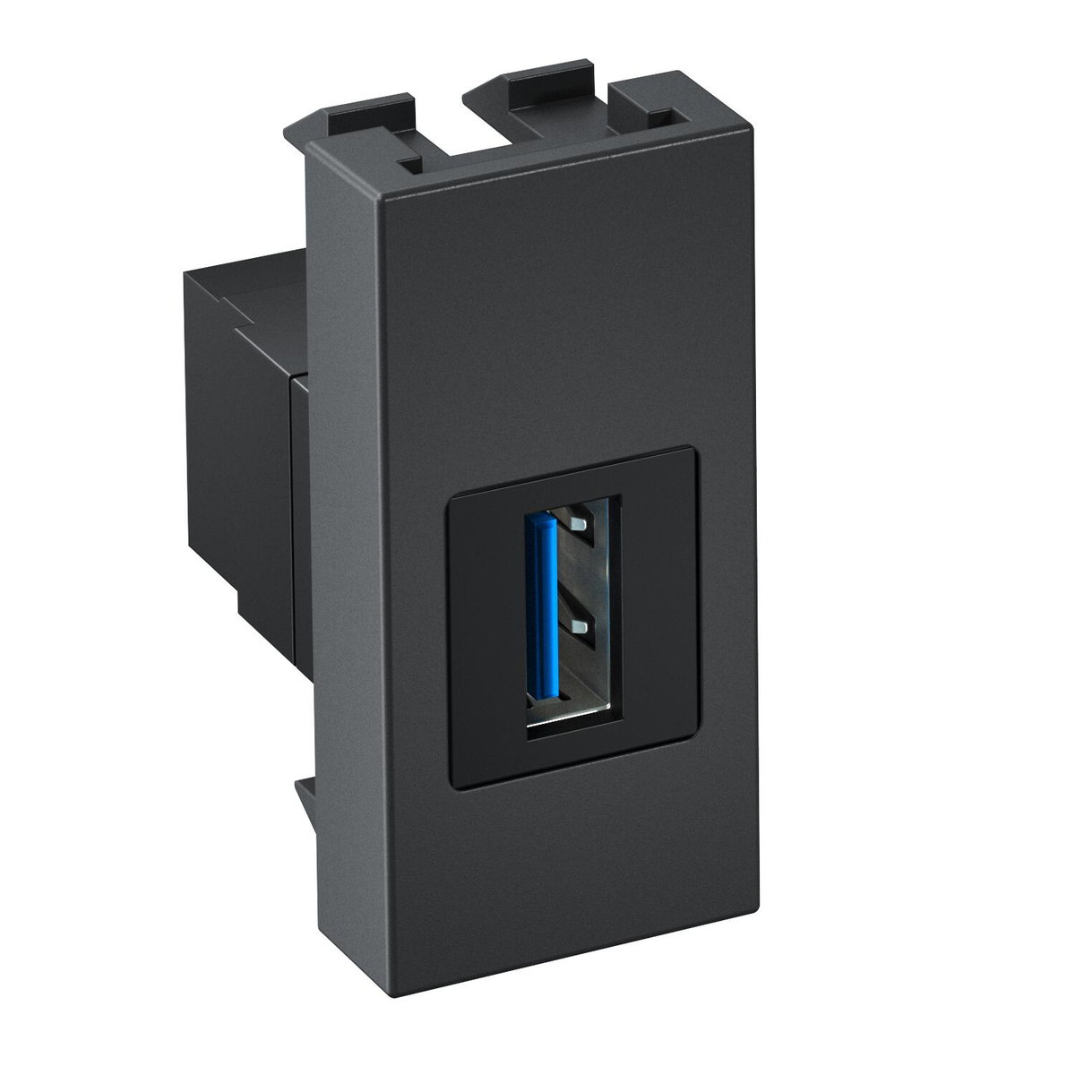 Suporte multimédia USB 3.0 A Fêmea-fêmea 1/2 módulo 22,5x45x35 Policarbonato cinzento antracite RAL 7021