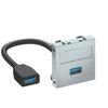Suporte multimédia USB 3.0 A-A com cabo, fêmea-fêmea 45x45mm Policarbonato alumínio lacado