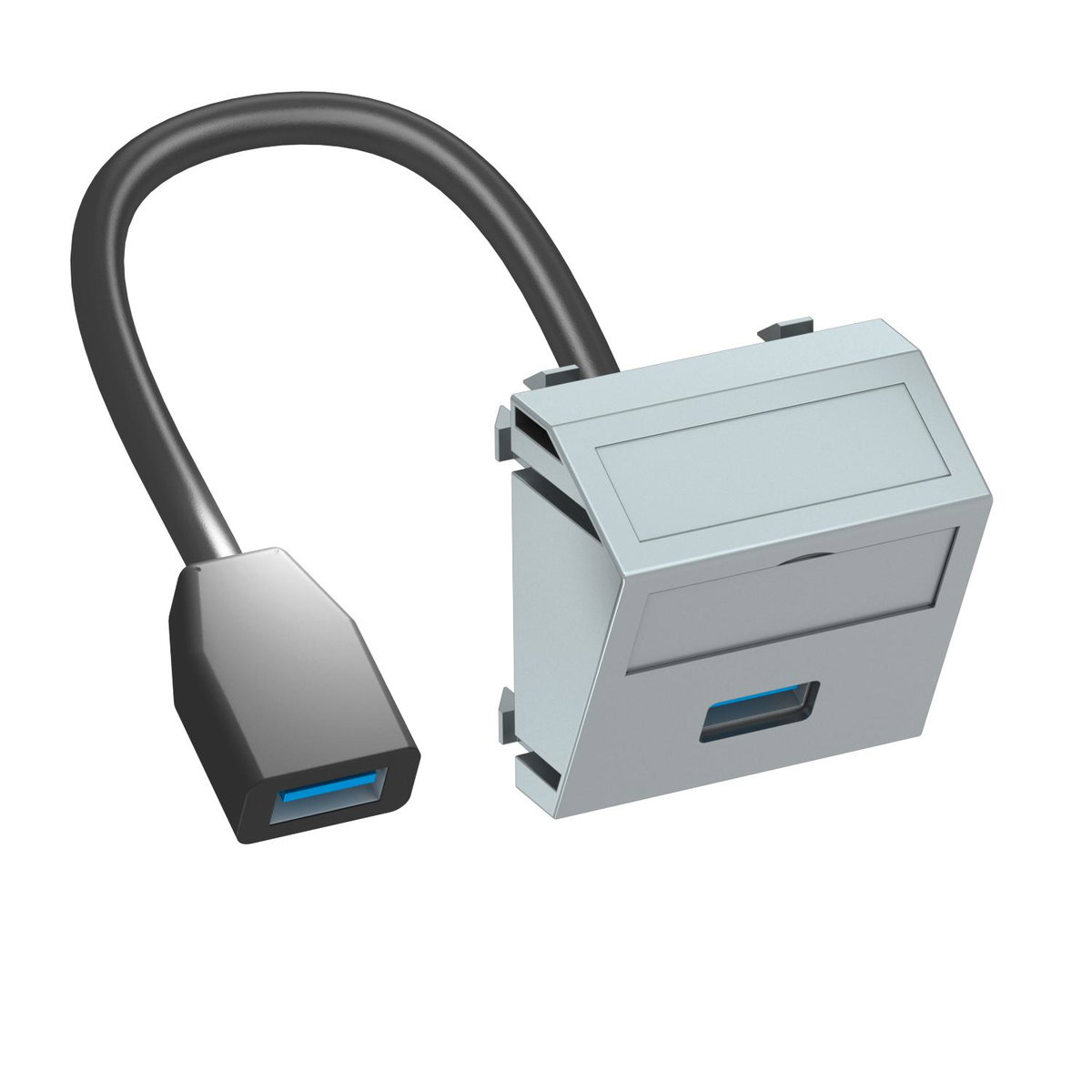 Suporte multimédia USB 3.0 A-A com cabo, fêmea-fêmea 45x45mm Policarbonato alumínio lacado