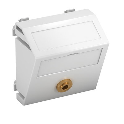 Suporte multimédia míni Jack 1x Tomada com ligação soldada 45x45mm Policarbonato branco puro RAL 9010
