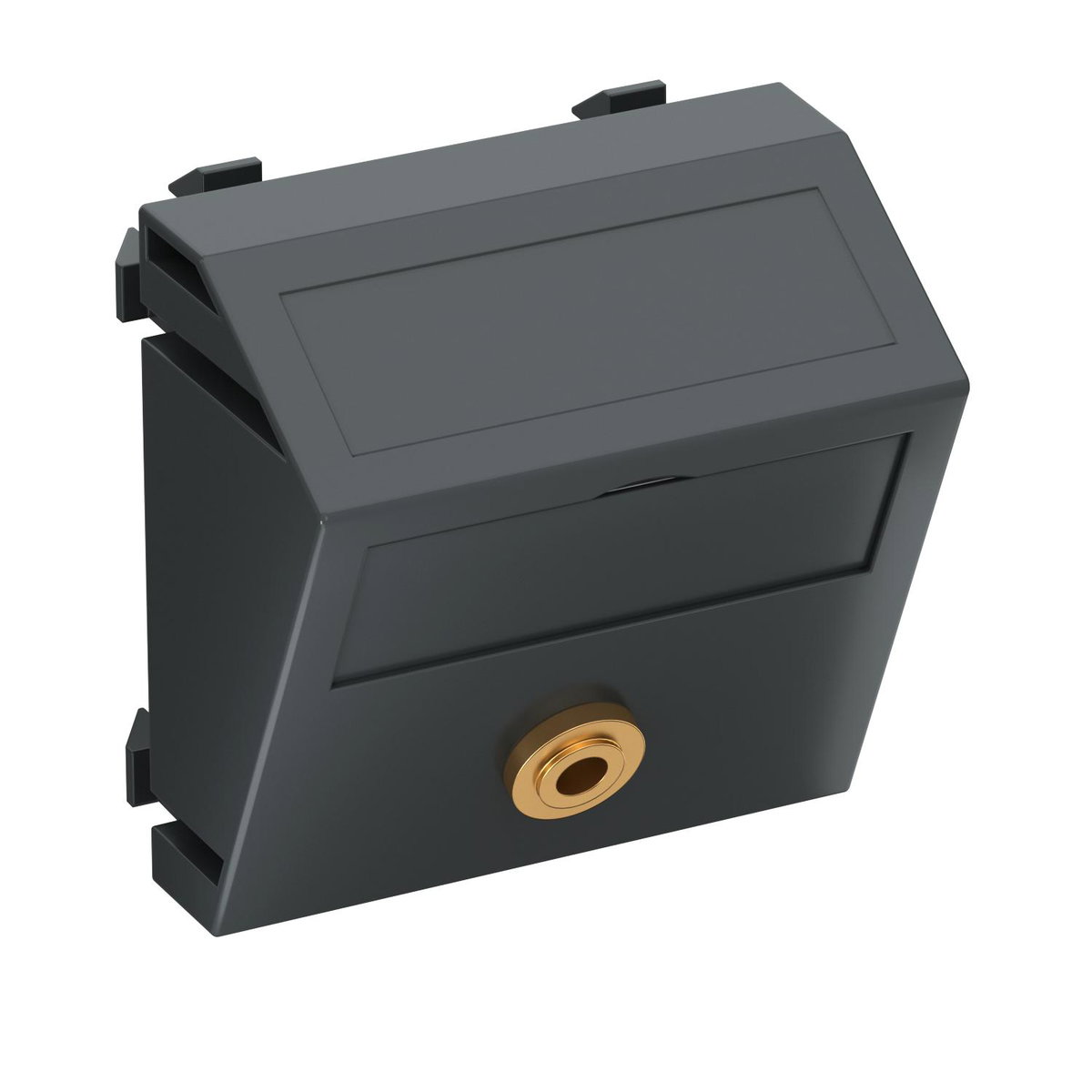 Suporte multimédia míni Jack 1x Tomada com ligação soldada 45x45mm Policarbonato cinzento antracite RAL 7021
