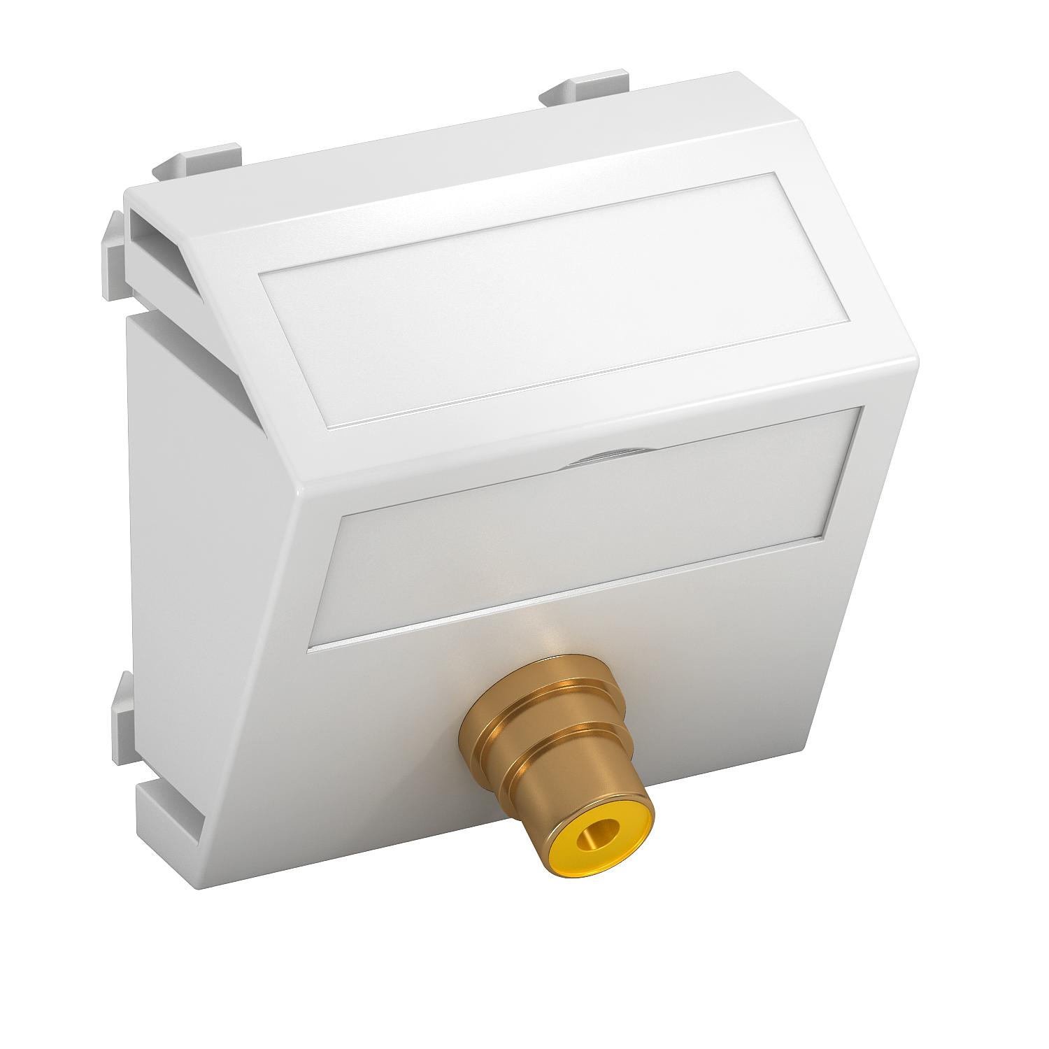 Suporte multimédia RCA vídeo 1x Ficha, fêmea-fêmea 45x45mm Policarbonato branco puro RAL 9010