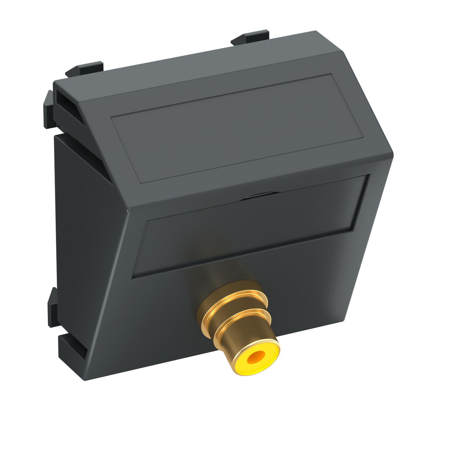 Suporte multimédia RCA vídeo 1x Ficha, fêmea-fêmea 45x45mm Policarbonato cinzento antracite RAL 7021
