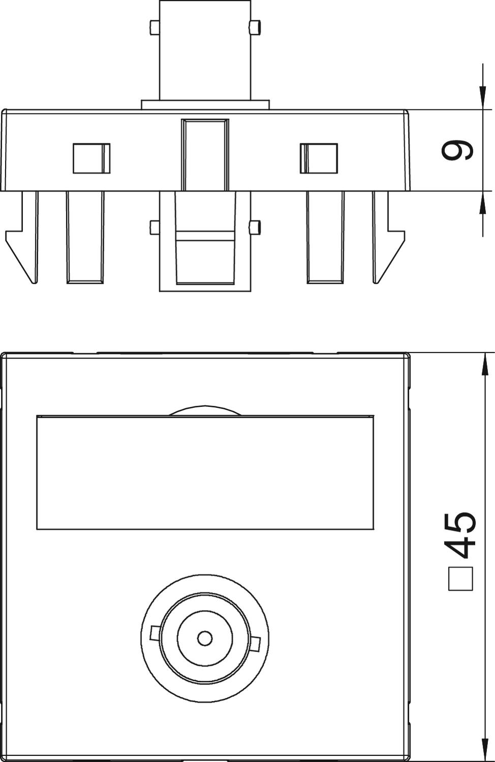 Suporte multimédia BNC video 1x Ficha, fêmea-fêmea 45x45mm Policarbonato branco puro RAL 9010 – Imagem 2 de 3