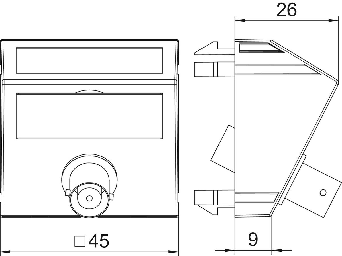 Suporte multimédia BNC video 1x Ficha, fêmea-fêmea 45x45mm Policarbonato cinzento antracite RAL 7021 – Imagem 2 de 3