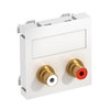 Suporte multimédia RCA áudio 2x Tomada com ligação soldada 45x45mm Policarbonato branco puro RAL 9010