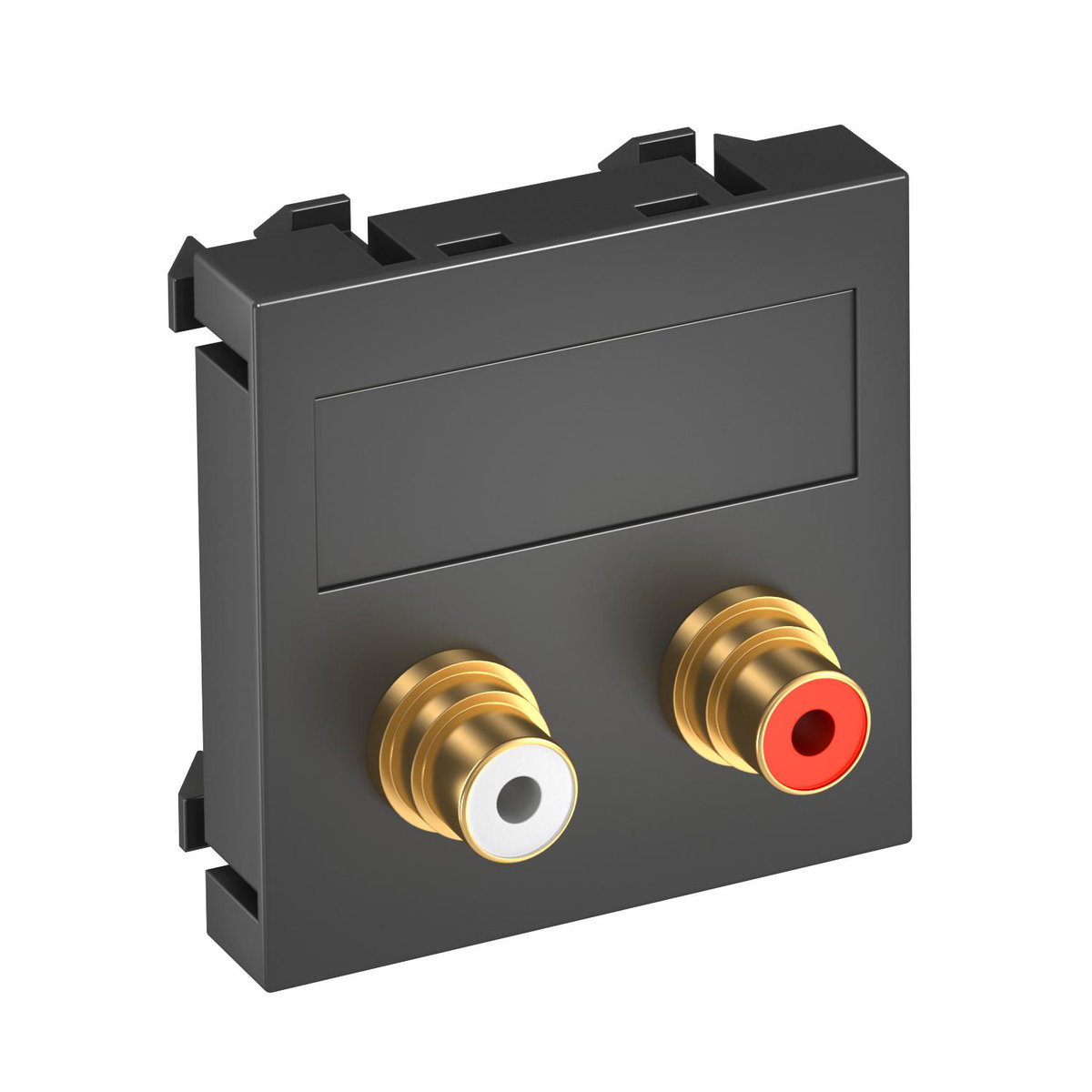 Suporte multimédia RCA áudio 2x Ficha, fêmea-fêmea 45x45mm Policarbonato cinzento antracite RAL 7021