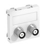Suporte multimédia BNC áudio 2x Ficha, fêmea-fêmea 45x45mm Policarbonato branco puro RAL 9010