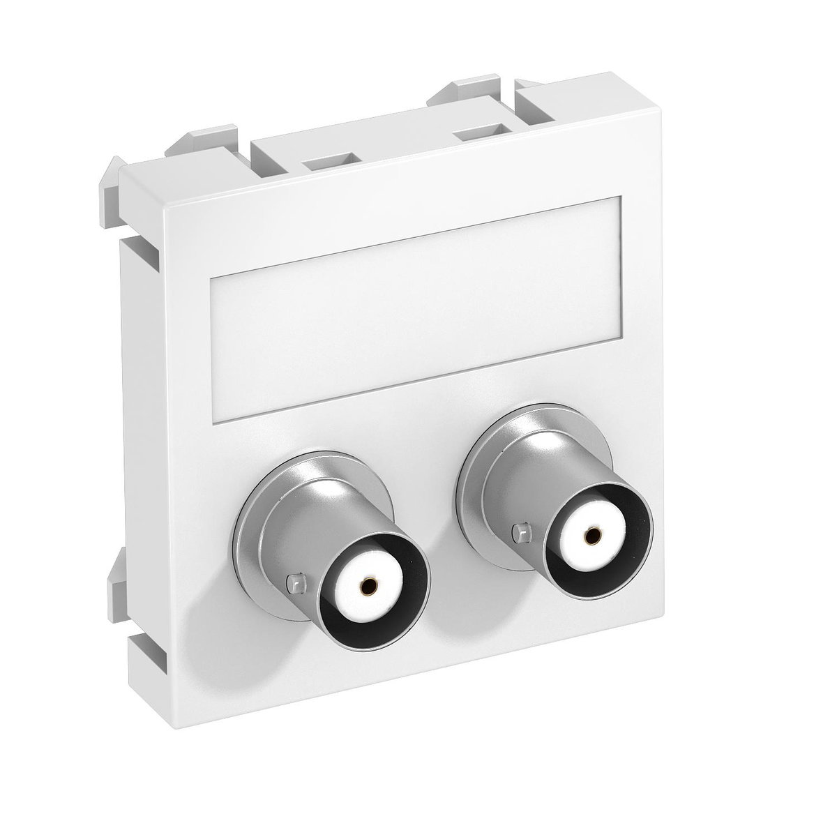 Suporte multimédia BNC áudio 2x Ficha, fêmea-fêmea 45x45mm Policarbonato branco puro RAL 9010