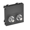 Suporte multimédia BNC áudio 2x Ficha, fêmea-fêmea 45x45mm Policarbonato cinzento antracite RAL 7021