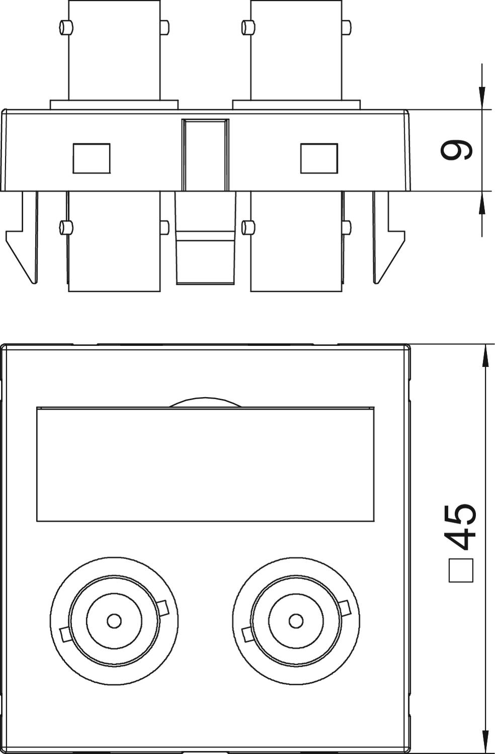 Suporte multimédia BNC áudio 2x Ficha, fêmea-fêmea 45x45mm Policarbonato alumínio lacado – Imagem 2 de 3