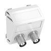 Suporte multimédia BNC áudio 2x Ficha, fêmea-fêmea 45x45mm Policarbonato branco puro RAL 9010