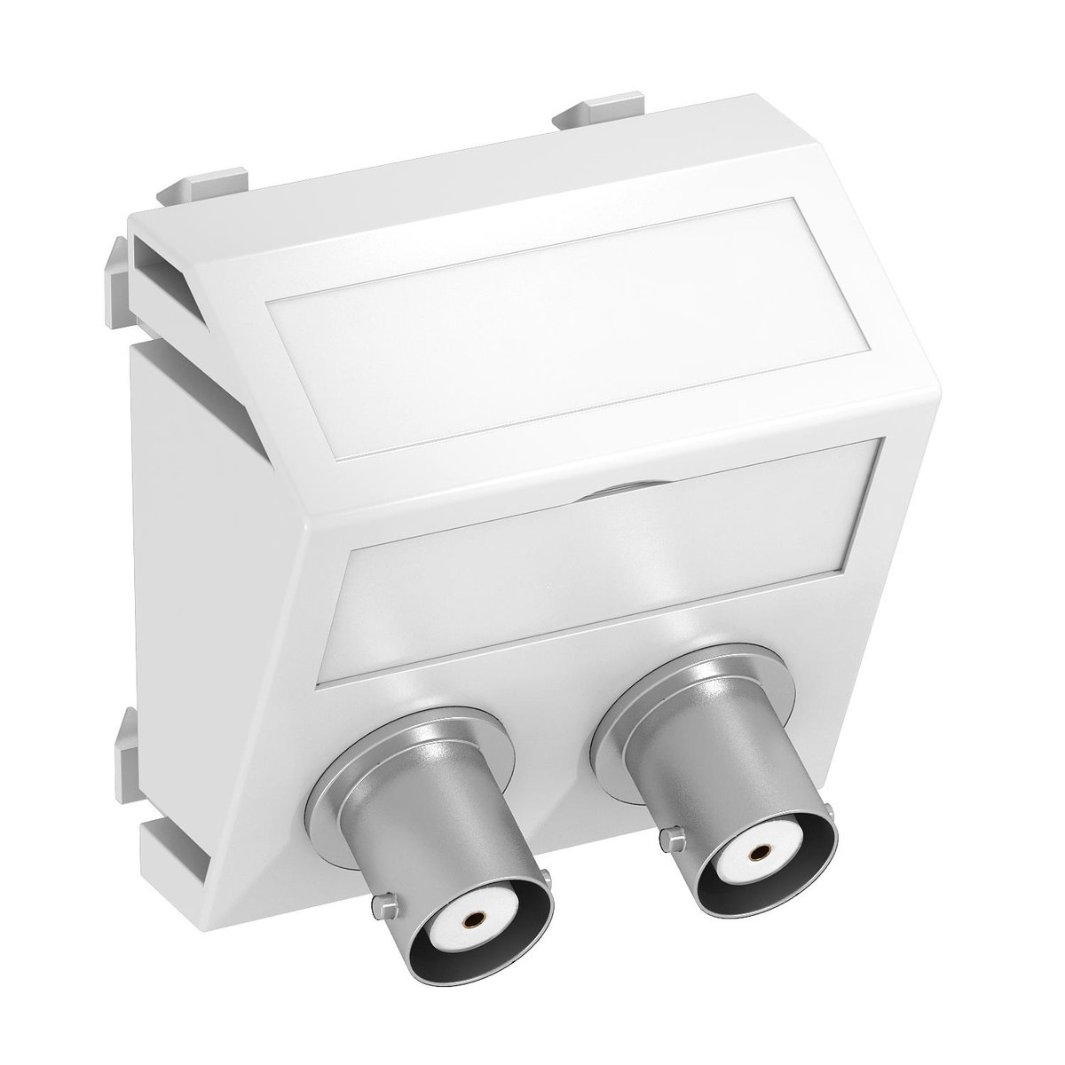 Suporte multimédia BNC áudio 2x Ficha, fêmea-fêmea 45x45mm Policarbonato branco puro RAL 9010