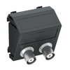 Suporte multimédia BNC áudio 2x Ficha, fêmea-fêmea 45x45mm Policarbonato cinzento antracite RAL 7021
