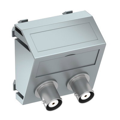 Suporte multimédia BNC áudio 2x Ficha, fêmea-fêmea 45x45mm Policarbonato alumínio lacado