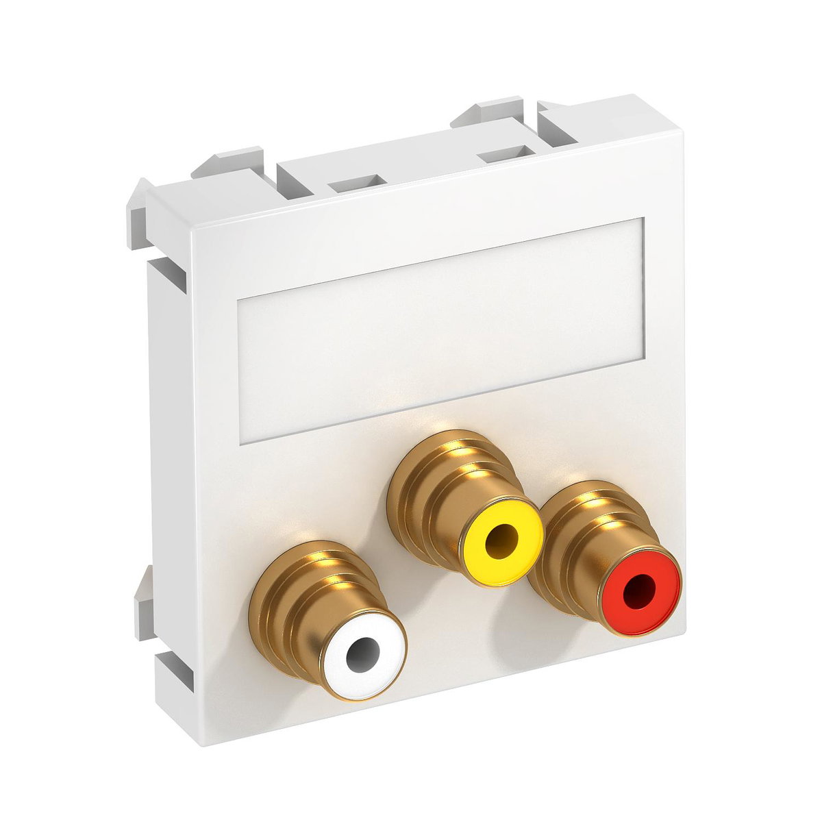 Suporte multimédia Áudio/Vídeo 3x Ficha, fêmea-fêmea 45x45mm Policarbonato branco puro RAL 9010