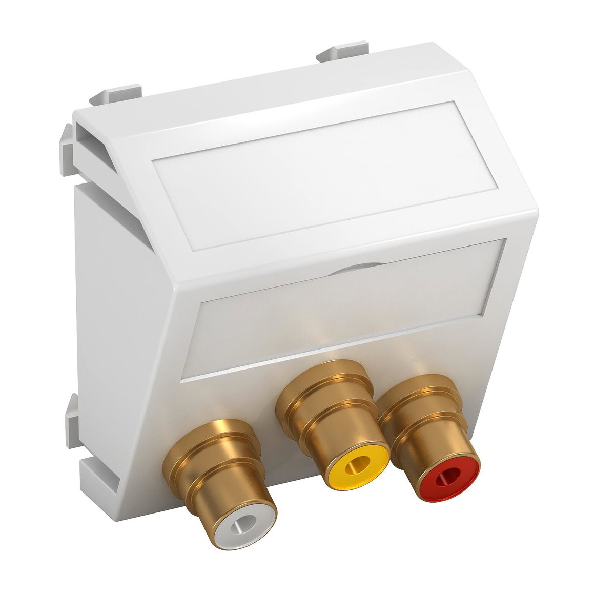 Suporte multimédia Áudio/Vídeo 3x Ficha, fêmea-fêmea 45x45mm Policarbonato branco puro RAL 9010