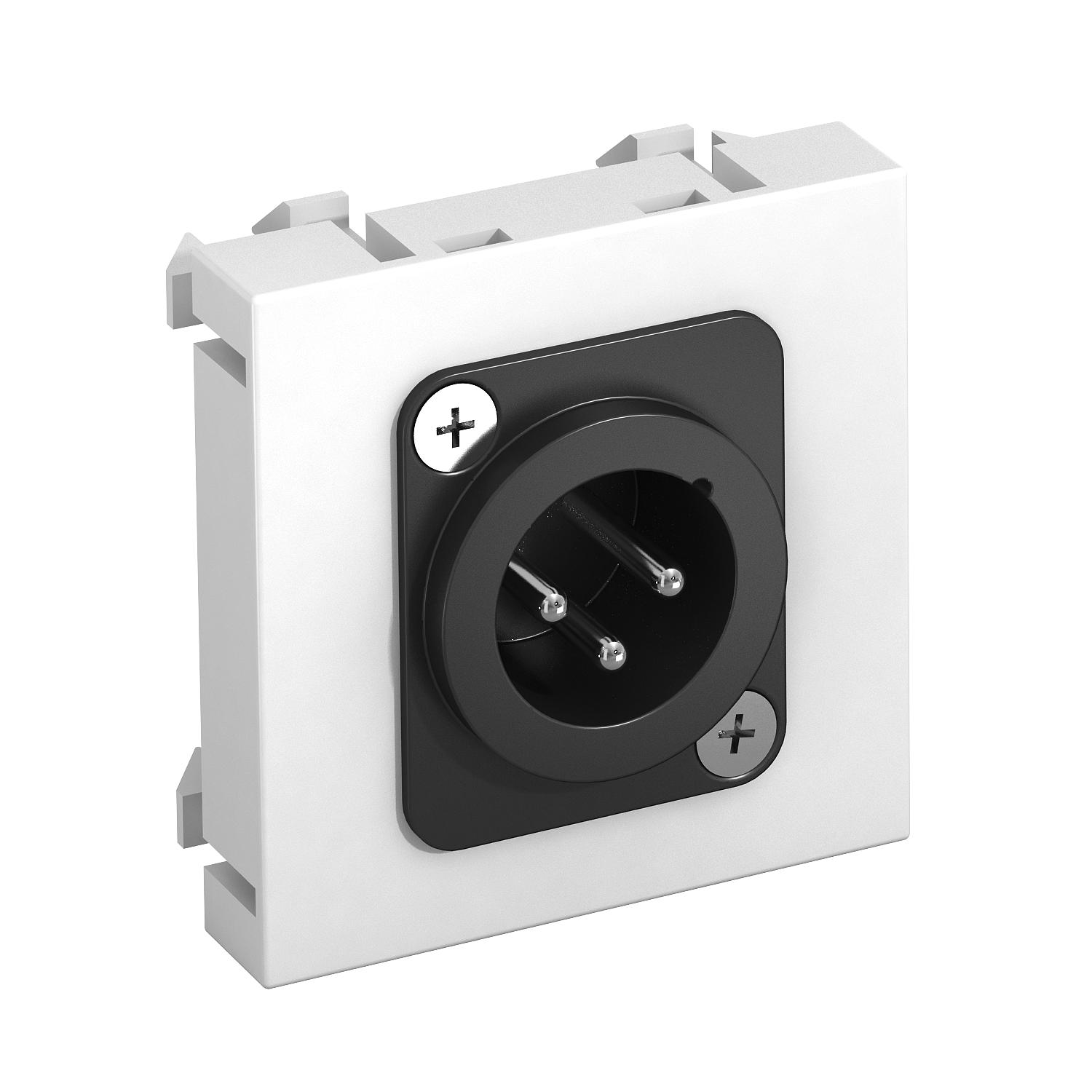 Suporte multimédia XLR 3-pólos Ficha com ligação soldada
 45x45mm Policarbonato branco puro RAL 9010