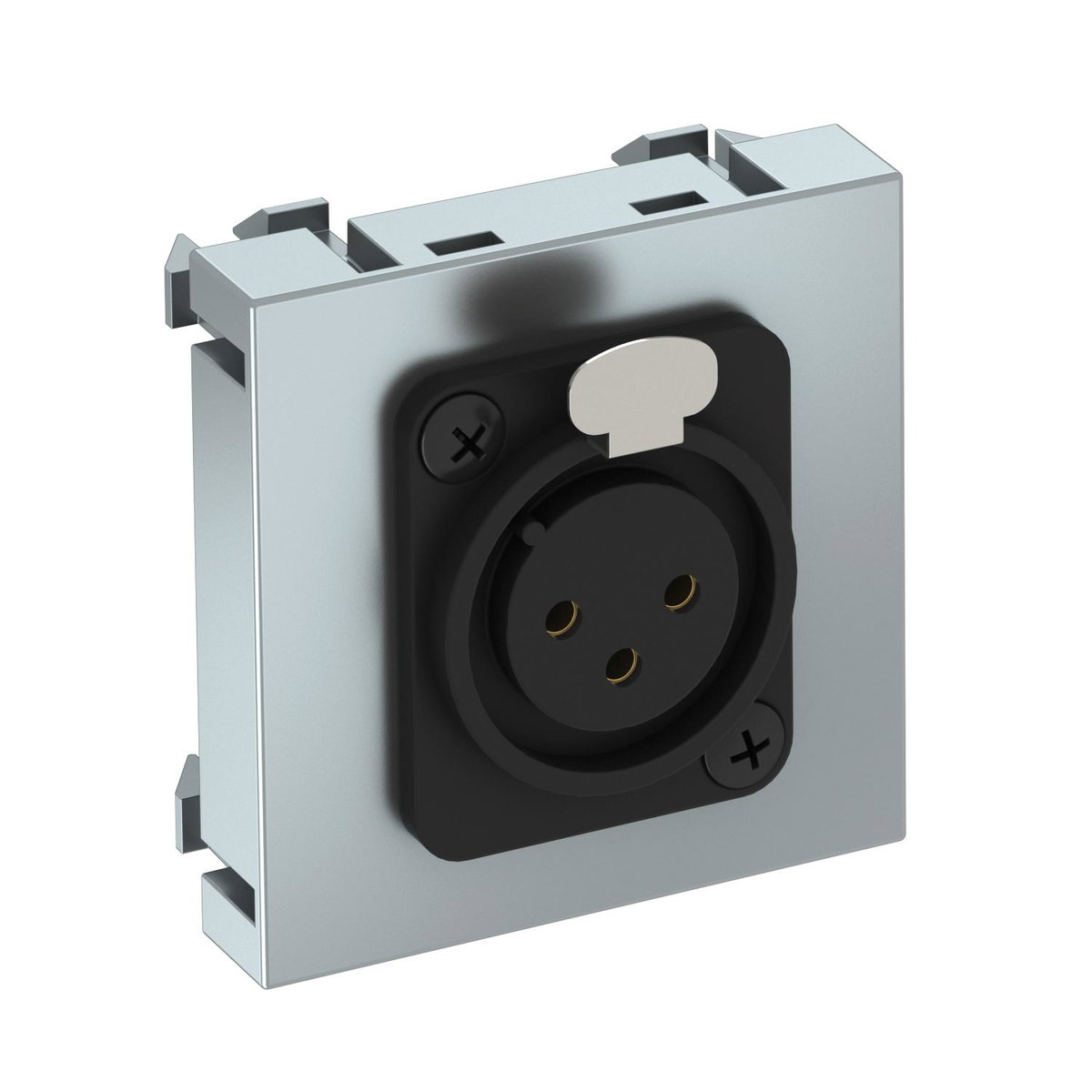 Suporte multimédia XLR 3-polos Tomada com ligação roscada 45x45mm Policarbonato alumínio lacado