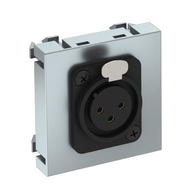 Suporte multimédia XLR 3-polos Tomada com ligação roscada 45x45mm Policarbonato alumínio lacado