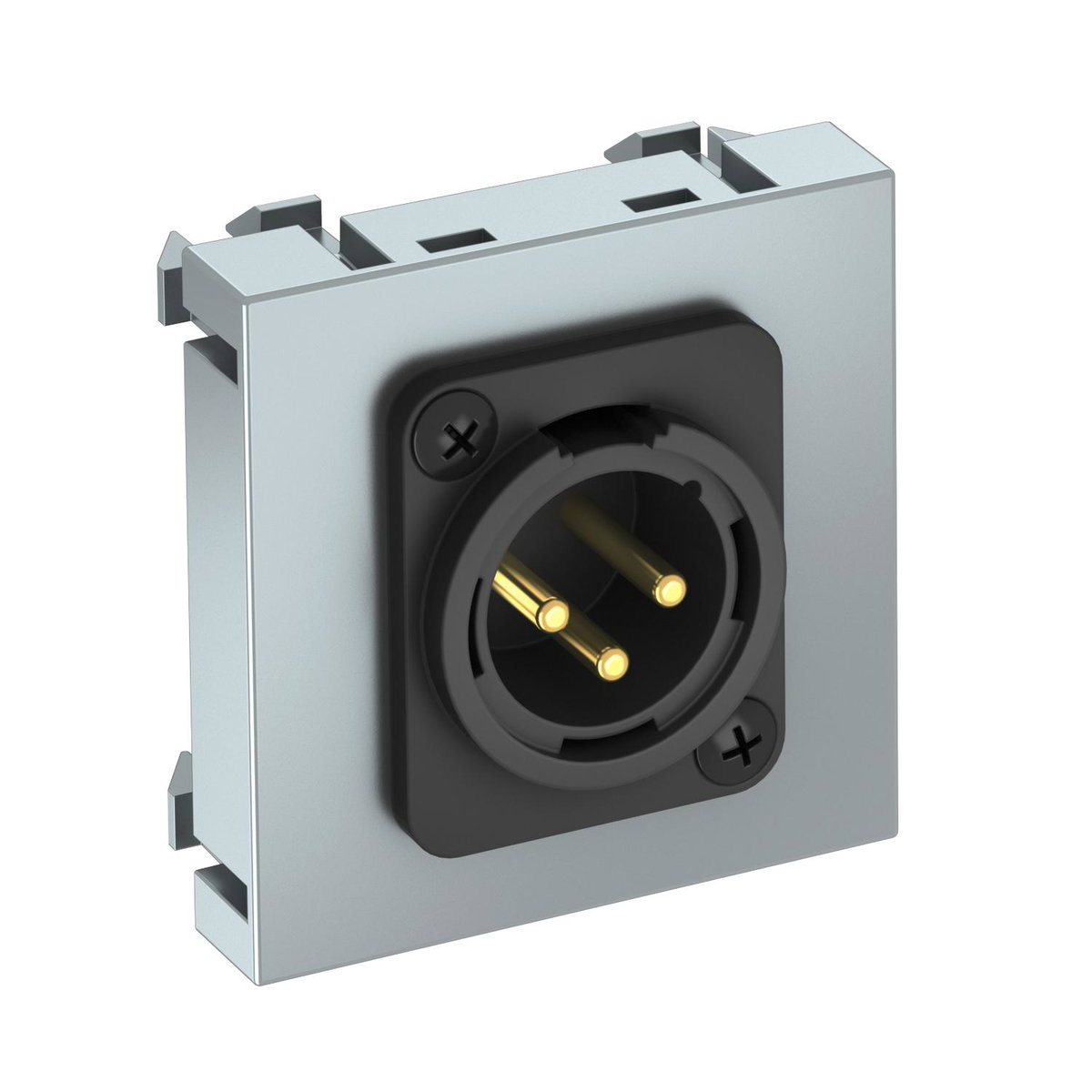 Suporte multimédia XLR 3-polos Tomada com ligação roscada 45x45mm Policarbonato alumínio lacado