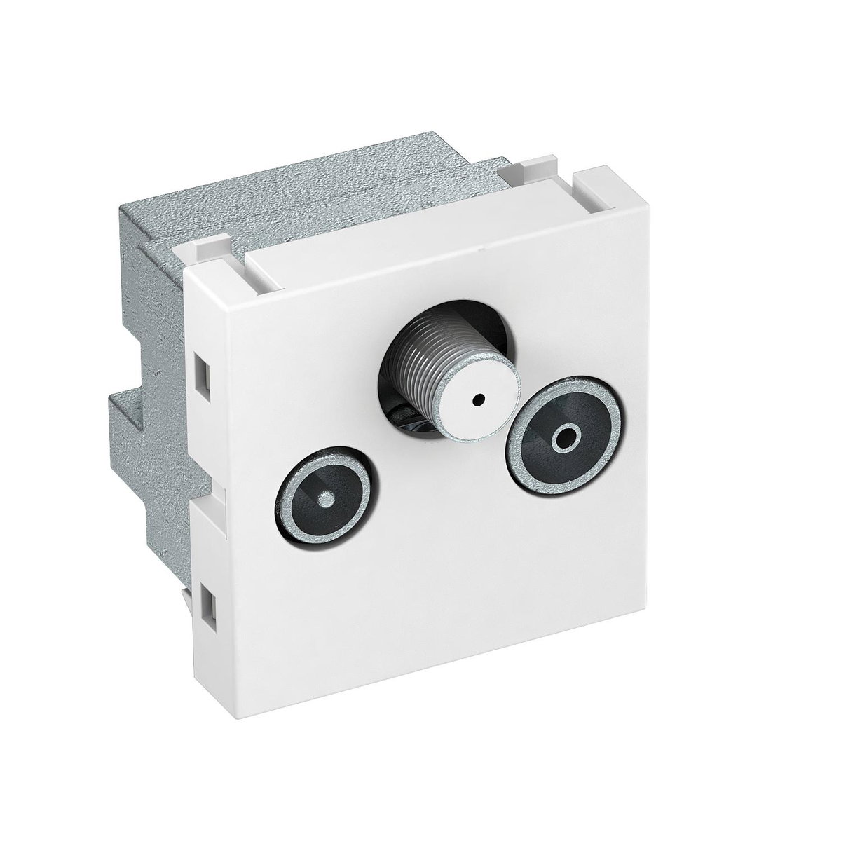 Tomada de antena Simples, Radio - TV - SAT 45x45mm Policarbonato branco puro RAL 9010