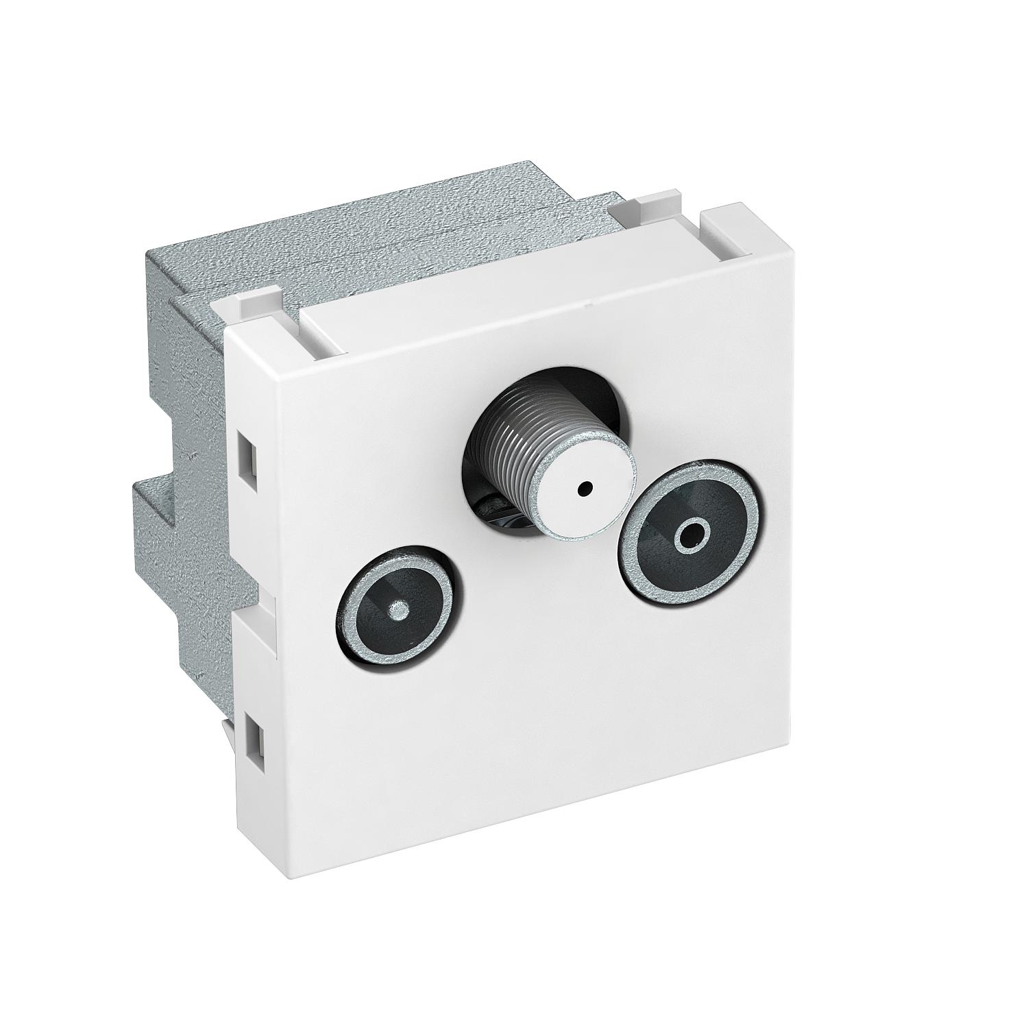 Tomada de antena Simples, Radio - TV - SAT 45x45mm Policarbonato branco puro RAL 9010