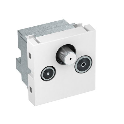 Tomada de antena Simples, Radio - TV - SAT 45x45mm Policarbonato branco puro RAL 9010